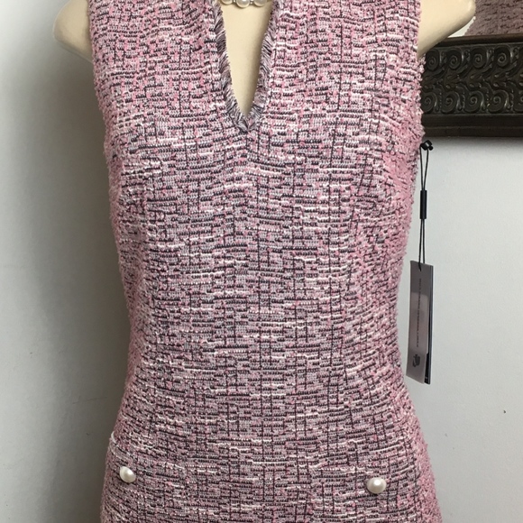 NWT! KARL LAGERFELD PARIS ROSE Tweed Sheath Dress - Picture 3 of 8